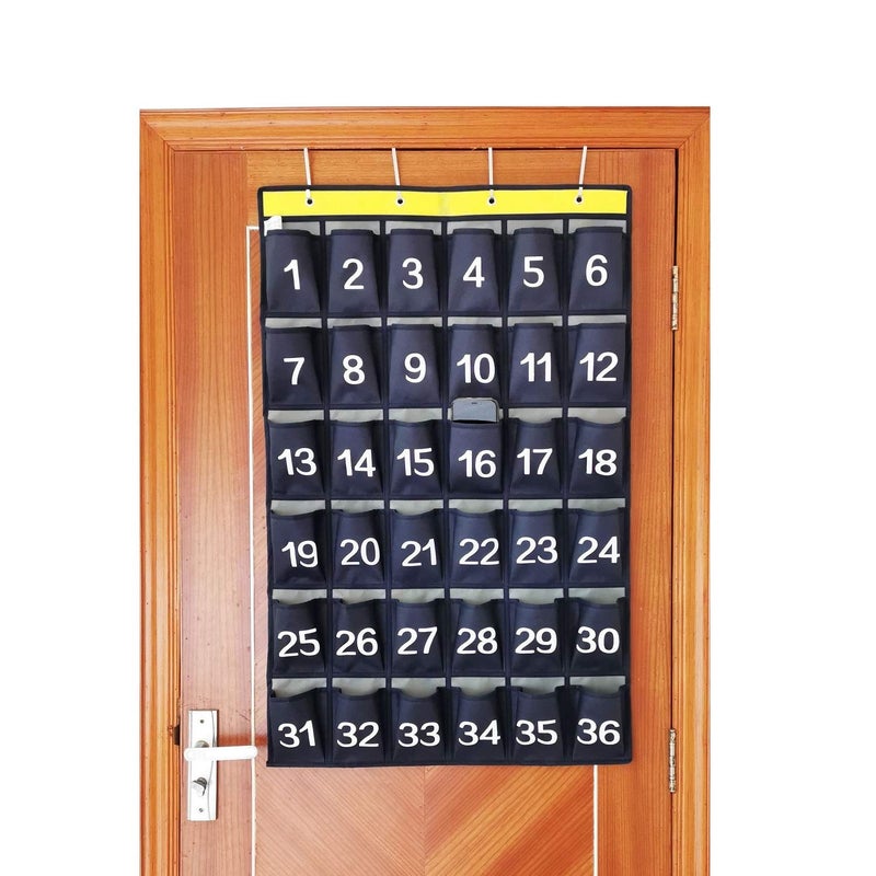 ANIZER Numbered Cell Phones and Calculator Holder Classroom Pocket Chart Wall Door Hanging Organizer for Sundries (36 Pockets with Digital) - Image 3